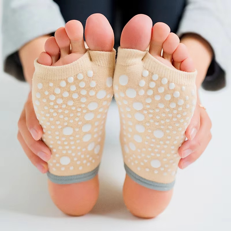 Skanto | Non-slip hurtig tørk yoga og pilates sokker for kvinner bomullsblanding med silikongrep