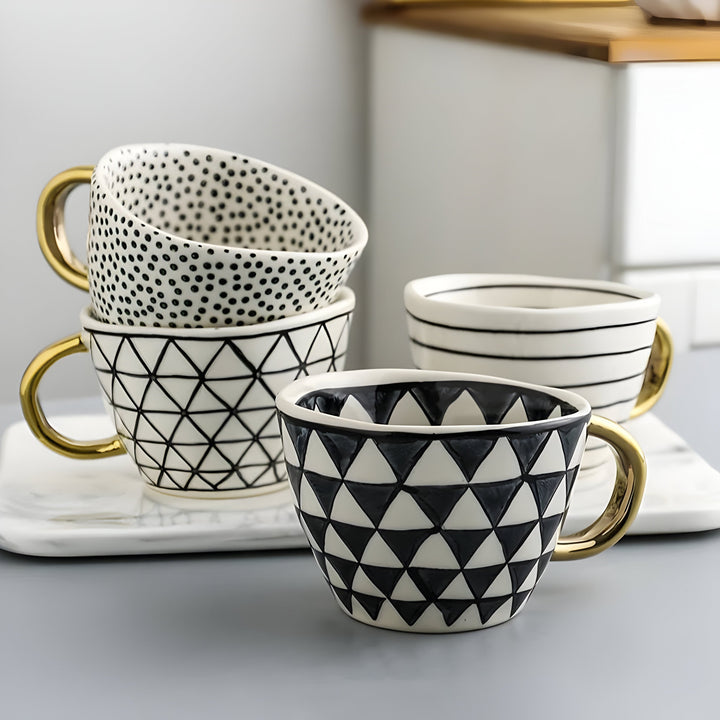 Keramisk krus med geometrisk design – Stilig og moderne | Ideell for kaffe eller te
