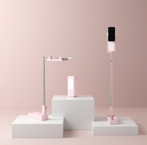 Justerbar 90 cm telefonstativ med 360° rotasjon, innebygd lys og trådløs fjernkontroll - perfekt for videografi, vlogging eller direktesending Skanto