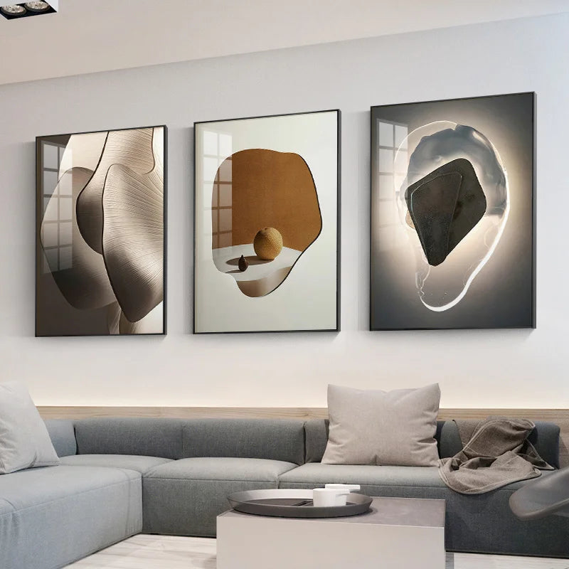 Modern Aesthetic Abstract Geometry Wall Art Fine Art Canvas Prints Pictures For Luxury Apartment Living Room Dining Room Entry Foyer Art Decor | Skanto