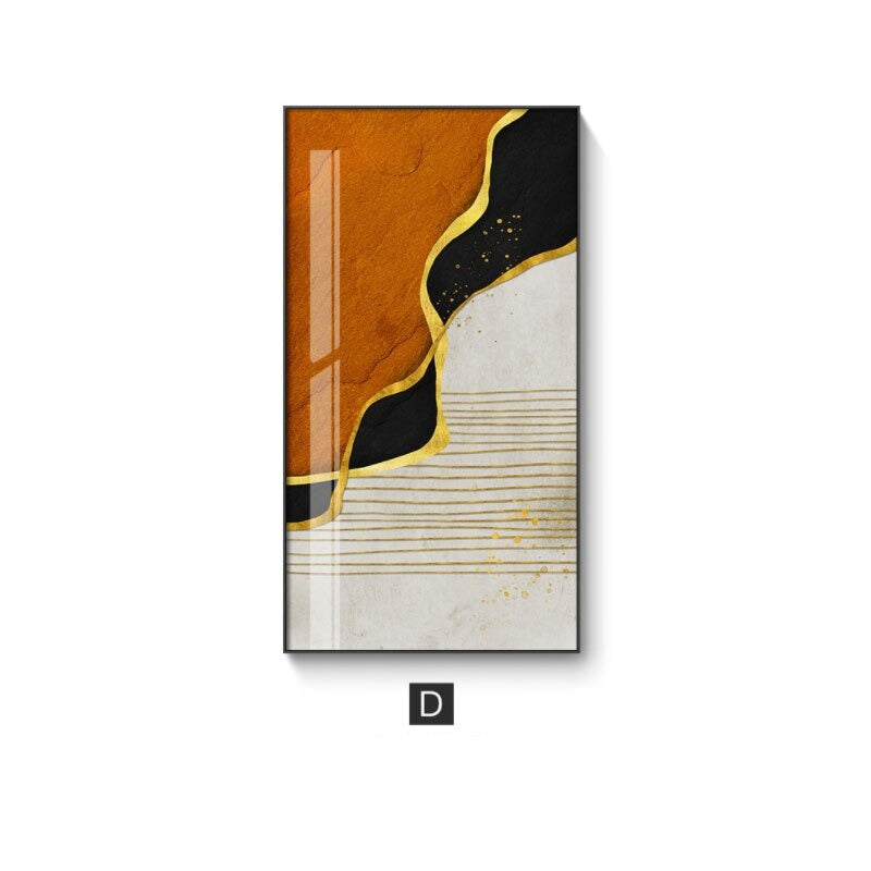 Abstract Golden Rain Vertical Format Wall Art Fine Art Canvas Print Pictures For Entrance Hall Reception Living Room Art Decor | Skanto