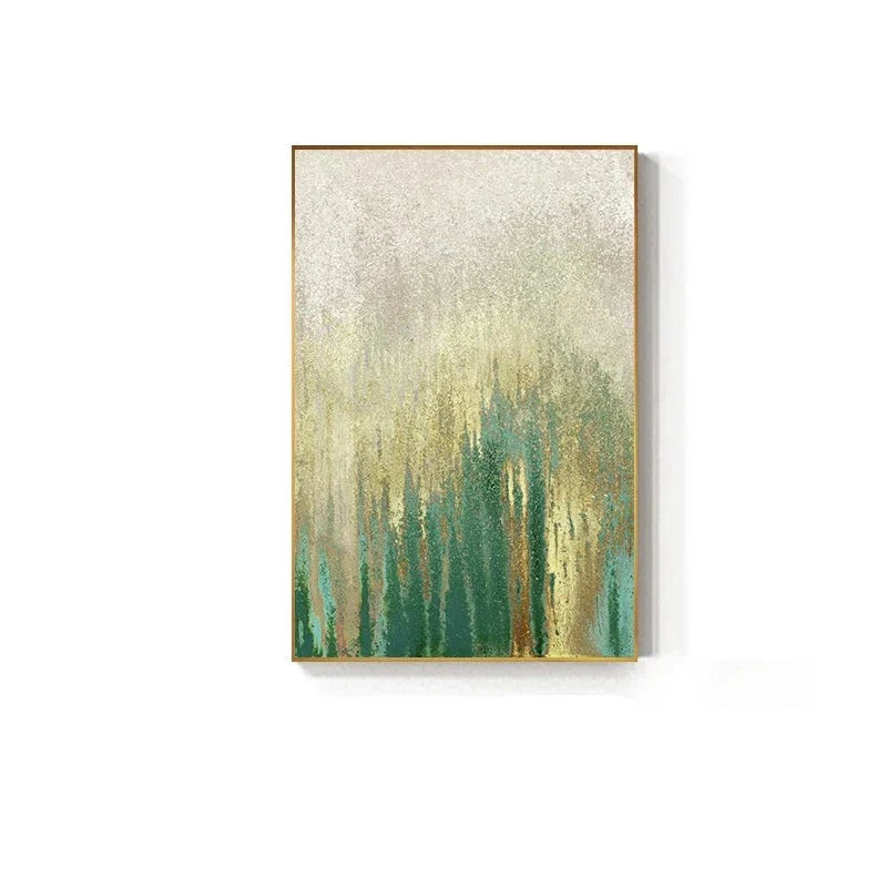 Green Beige Golden Abstract Wall Art Canvas Prints Pictures For Modern Apartment Living Room Dining Room Art Decor | Skanto