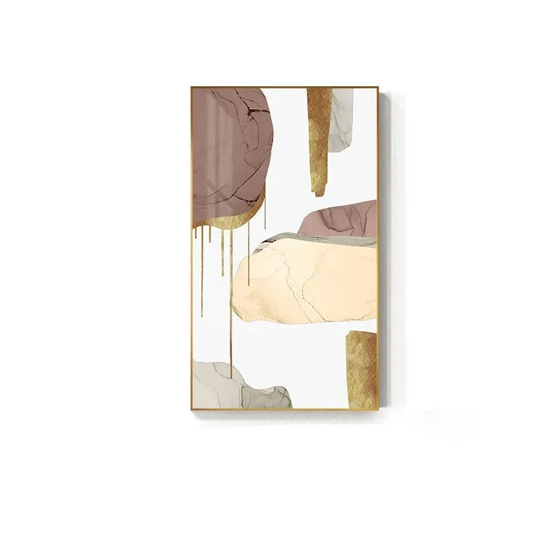 Neutral Colors Mauve Beige Golden Abstract Wall Art Fine Art Canvas Prints Pictures For Modern Apartment Living Room Luxury Interiors Art Decor | Skanto