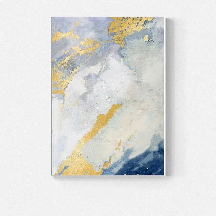 Blå Gull Havspray Kystabstrakt Veggkunst Fin Kunst Lerretstrykk Marmor Bilder For Stue Spisestue Kunst For Moderne Interiører | Skanto