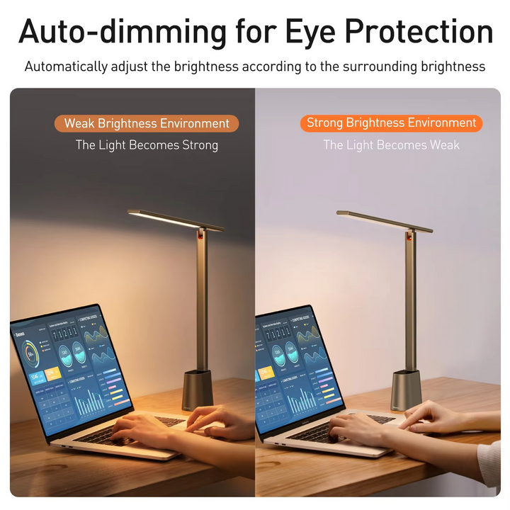 Skanto | Dimmbar LED Skrivebordlampe med Øyebeskyttelse, Justerbar Lysstyrke og Sammenleggbar Design