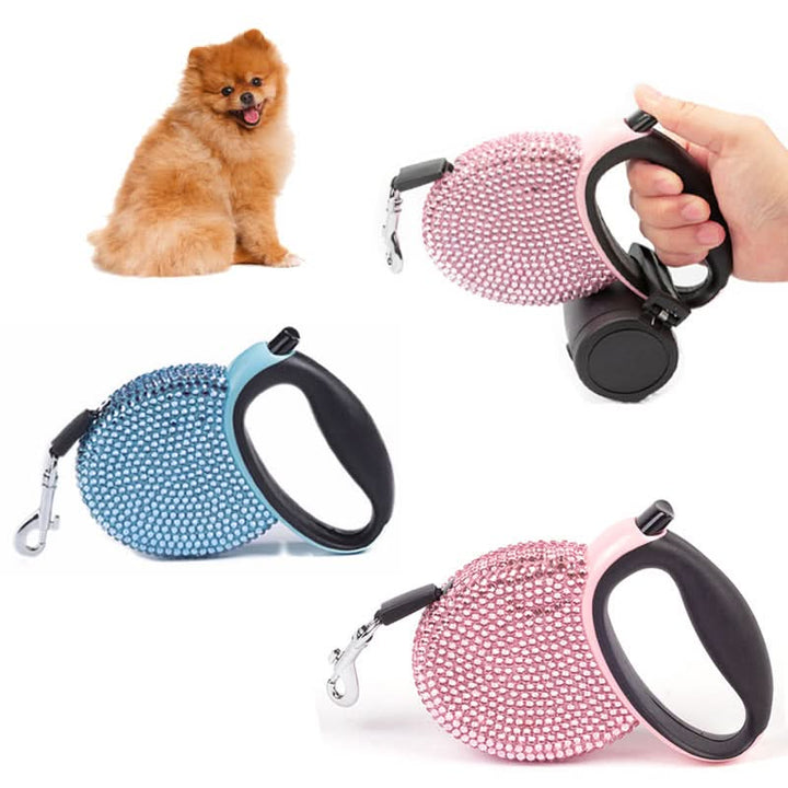 Luxuriöse, einziehbare Leine mit Strasssteinen for small Hunde und Katzen