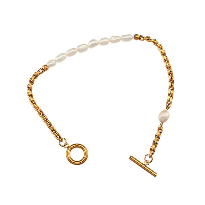 Skanto | Classic Twist Pearl Circle Lock Bracelet