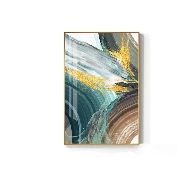 Abstract Green Brown Color Splash Wall Art Fine Art Canvas Prints Modern Colorful Pictures For Living Dining Contemporary Home Decor | Skanto
