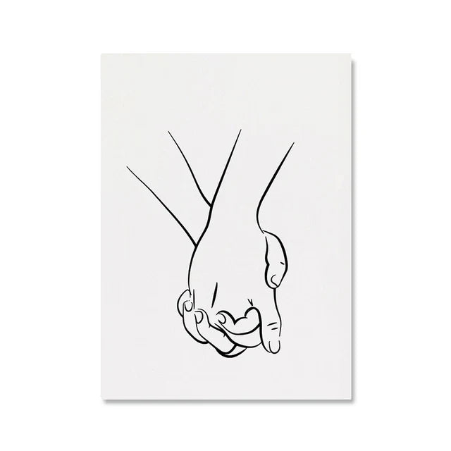 Romantic Lovers Minimalist Figure Art Line Art Wall Art Fine Art Canvas Prints Pictures for Bedroom Living Room Home Office Decor | Skanto