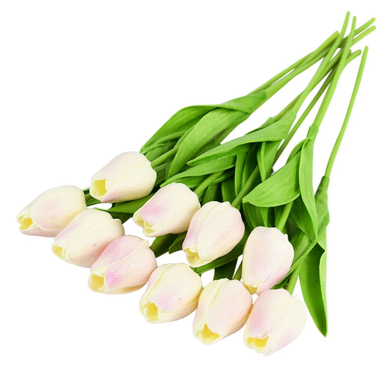 Skanto | Kunstig Blomsterbukett med Tulipaner, Dekorasjon (10 Stykker)