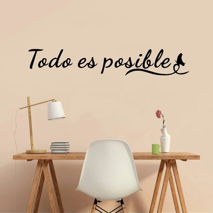Todo Es Posible Inspiring Spanish Phrase Quotes Wall Sticker Everything Is Possible Wall Decor Removable Peel and Stick Creative DIY Home Decor | Skanto