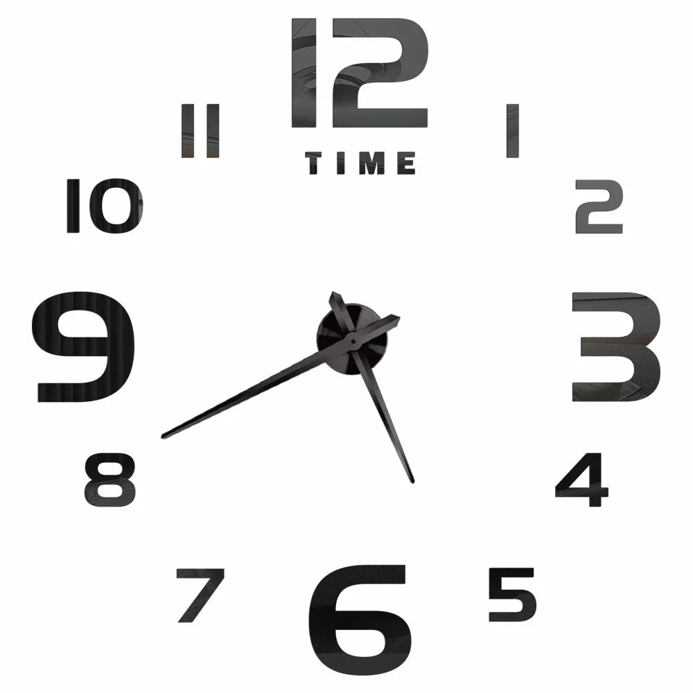Large DIY 3D Mirror Acrylic Wall Clock for Kitchen, Dining Room, Living Room | Skanto