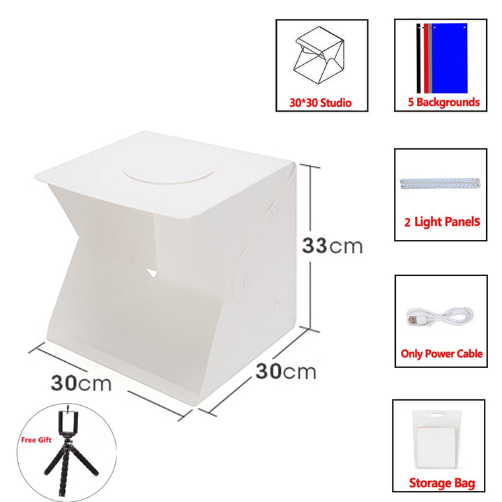 Mini Fotostudio - Sammenleggbart Lightbox med LED | Skanto