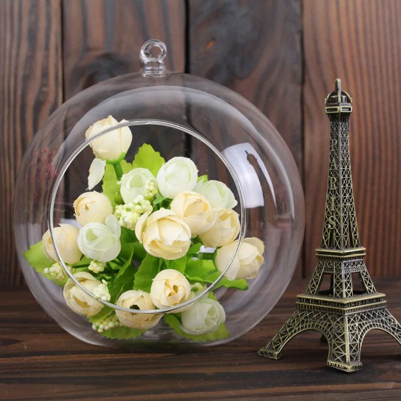 Skanto Glass Ball Vase Flower Plant Potted Creative Glass Container Home Office Decoration Home Table Decor Room Glass Vases
