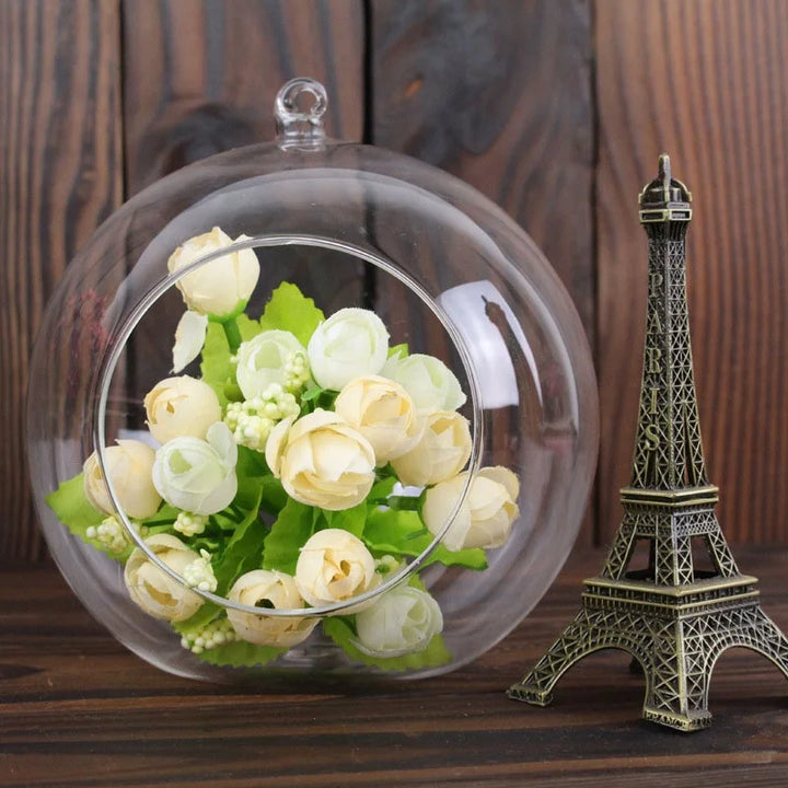 Skanto Glass Ball Vase Flower Plant Potted Creative Glass Container Home Office Decoration Home Table Decor Room Glass Vases