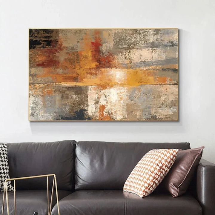 Large Format Abstract Wall Art Fine Art Canvas Prints Beige Gray Orange Neutral Color Modern Wall Decor Picture for Modern Living Room Decor | Skanto