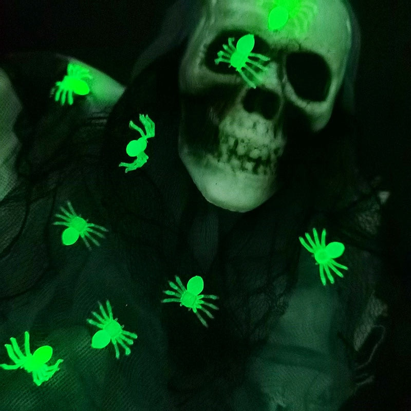 Skanto | 50Pcs Luminøse Glødende Edderkopper Halloween Dekorasjon