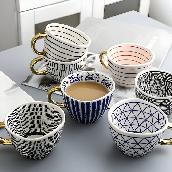 Keramisk krus med geometrisk design – Stilig og moderne | Ideell for kaffe eller te