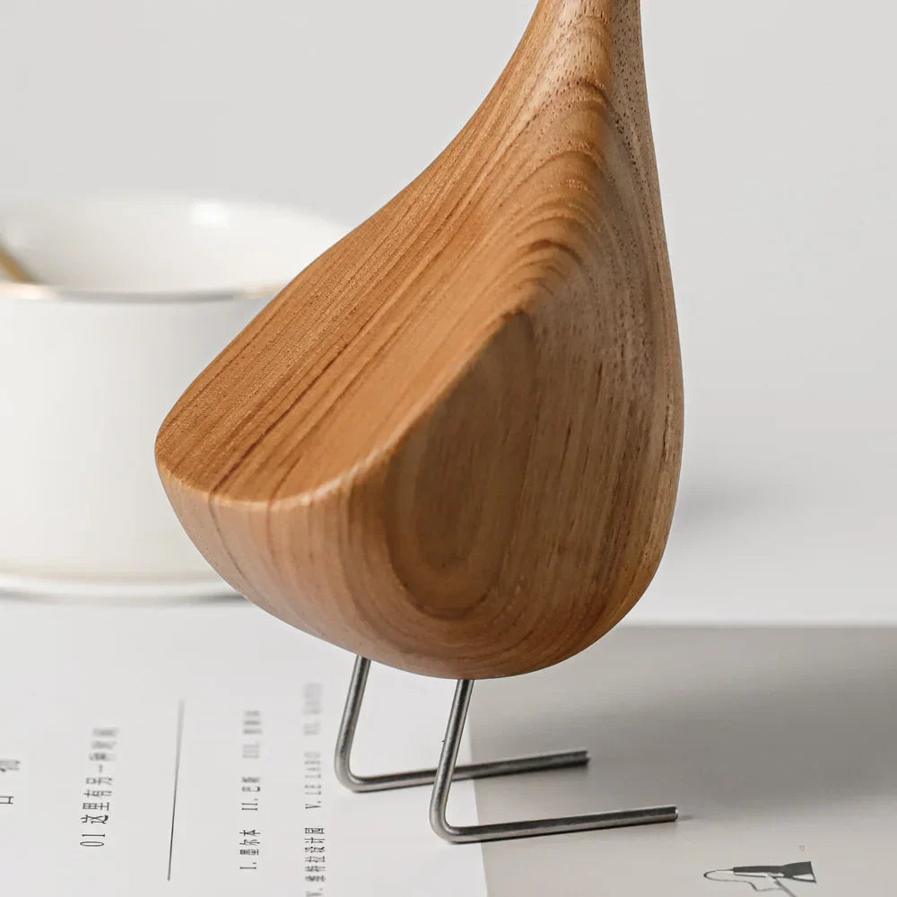 Skanto | Nordiske Tre Gås Figurer Abstrakt Teak Tre Skulptur Kjærleikpar Figurer Naturlige Dyre Ornamenter for Hjemdekorasjon