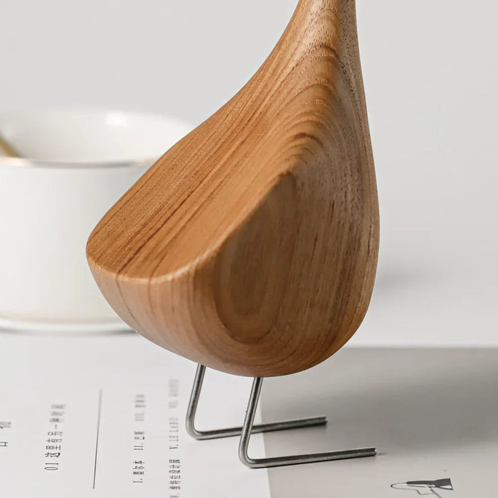 Skanto | Nordiske Tre Gås Figurer Abstrakt Teak Tre Skulptur Kjærleikpar Figurer Naturlige Dyre Ornamenter for Hjemdekorasjon