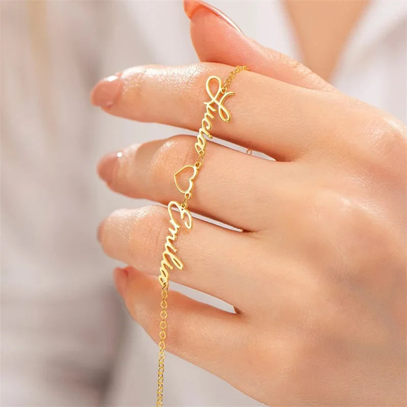 Skanto | Dobbelt Navn Hjerte Armbånd