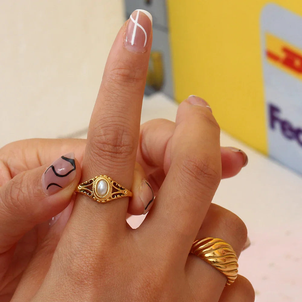 Skanto | 18k vintage inspirert perle ring