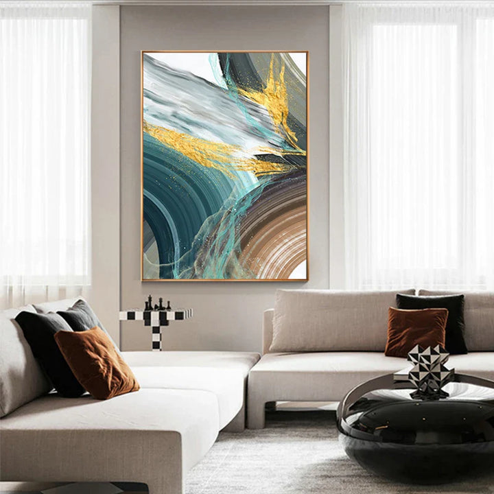 Abstract Green Brown Color Splash Wall Art Fine Art Canvas Prints Modern Colorful Pictures For Living Dining Contemporary Home Decor | Skanto