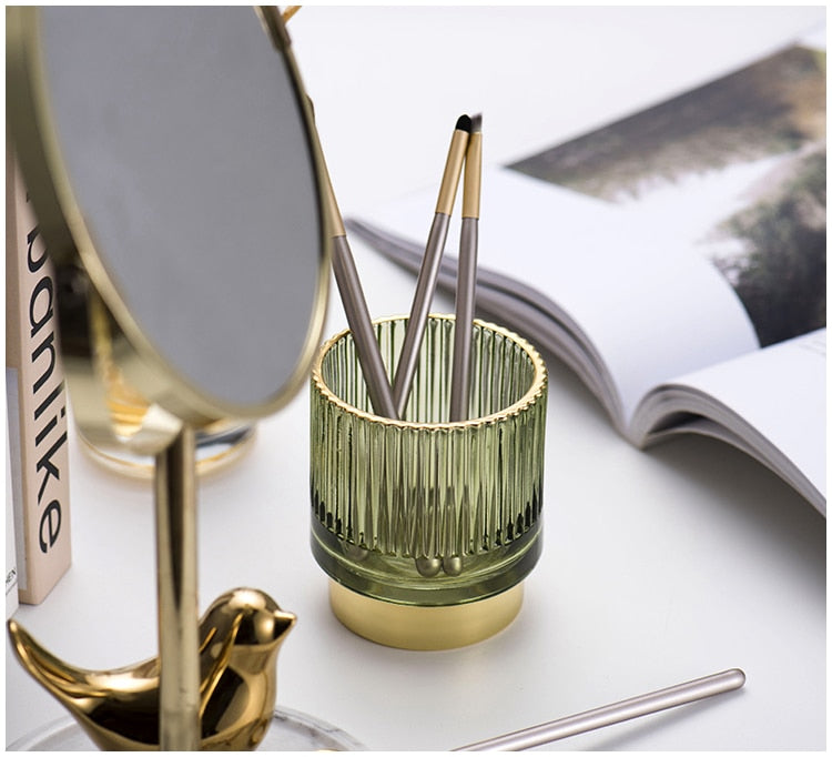 Skanto | Elise Gullfolie Glass Makeup Halter & Organizer