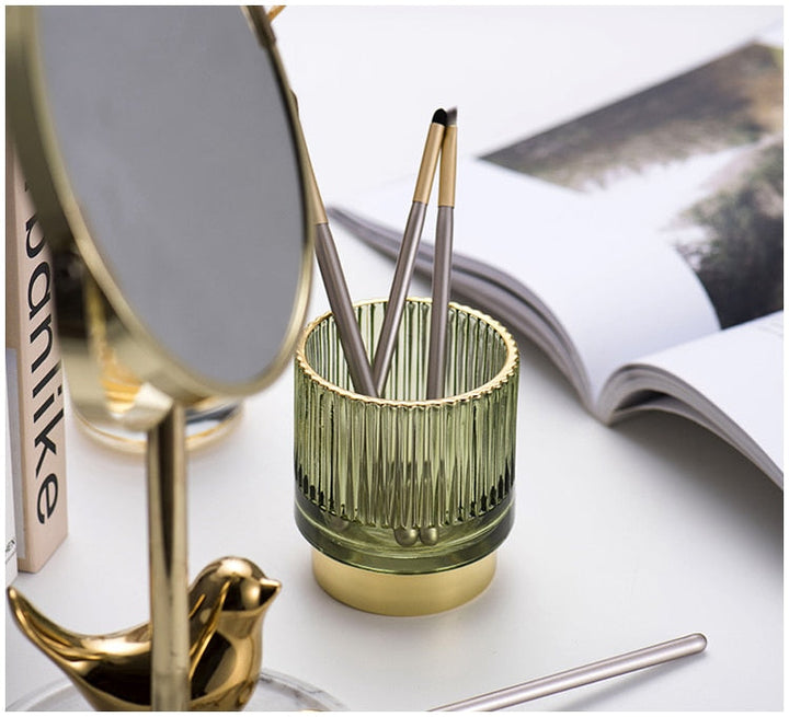 Skanto | Elise Gullfolie Glass Makeup Halter & Organizer