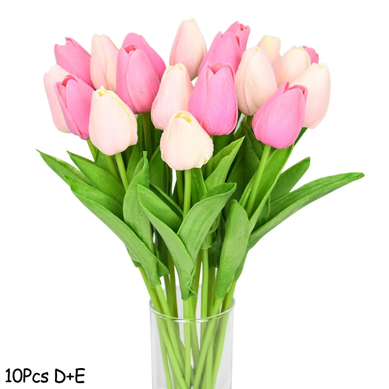 Skanto | Kunstig Blomsterbukett med Tulipaner, Dekorasjon (10 Stykker)