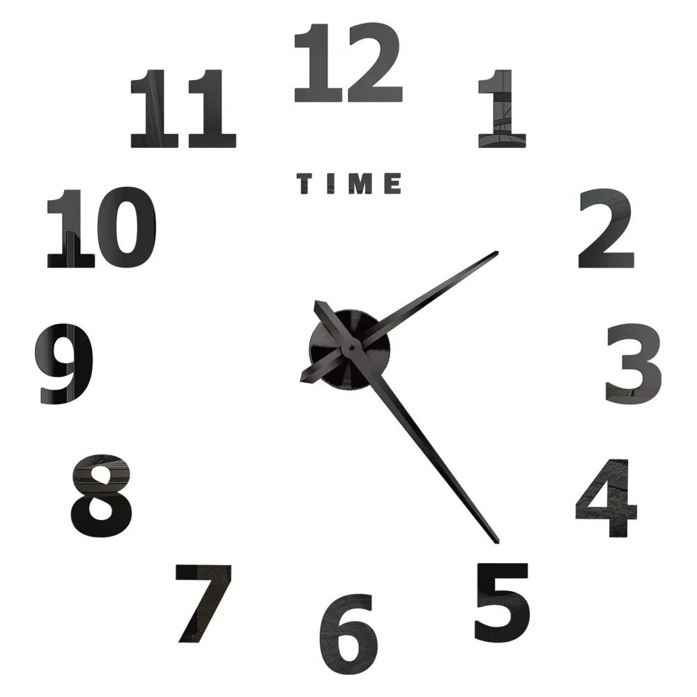 Large DIY 3D Mirror Acrylic Wall Clock for Kitchen, Dining Room, Living Room | Skanto
