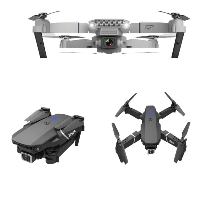 Skanto- E88 Pro Drone 4k HD Dobbel Kamera RC VR 3D Lang Batterilevetid Flygebane FPV Mini Drone