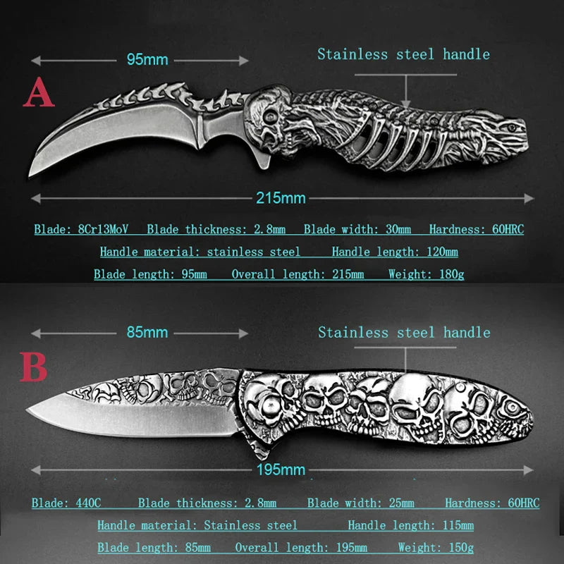 Taktisk Natt Skull Foldbar Lommekniv | Skanto