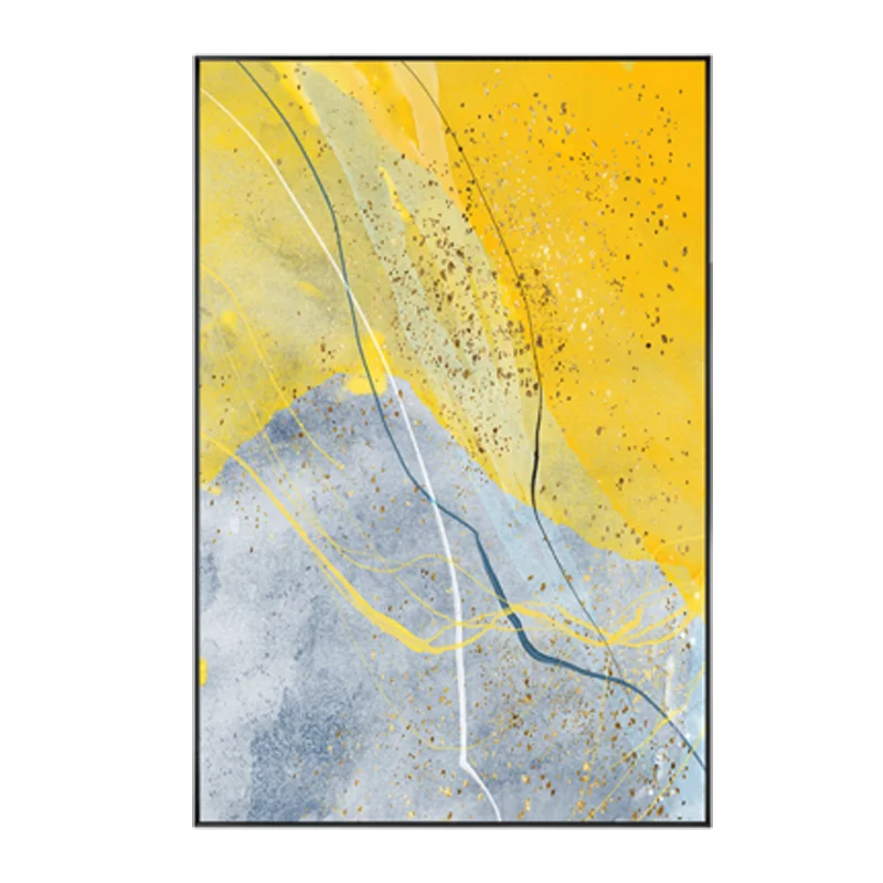 Abstrakt blå gul grå marmor trykk veggkunst fine art lerret trykk bilder for moderne leilighet stue hjemmekontor kunst dekor | Skanto
