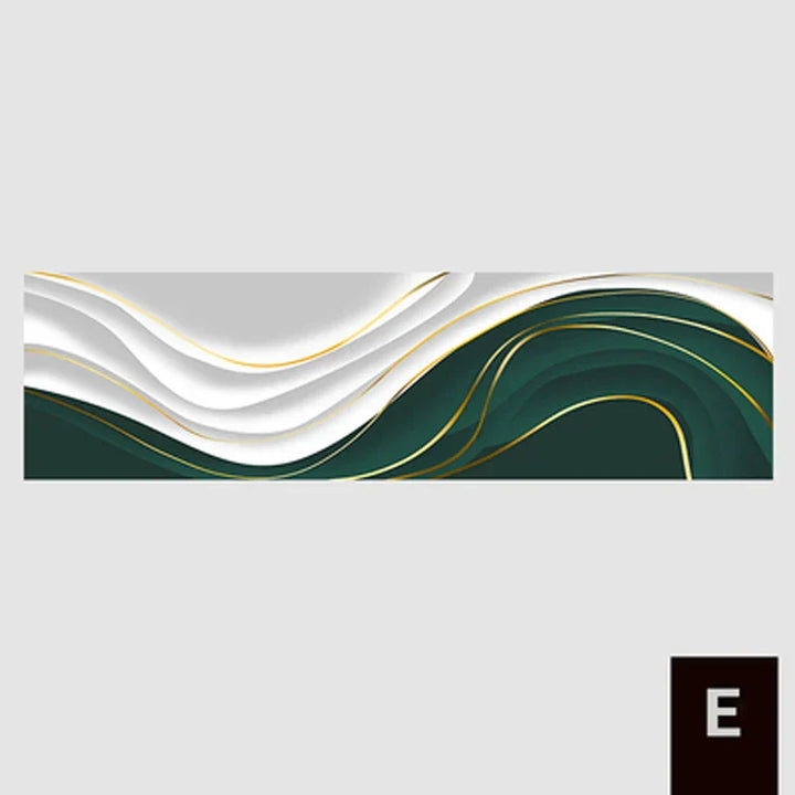 Modern Abstract Green Gray Gold Flowing Ribbon Wall Art Fine Art Canvas Prints Tall Format Pictures for Living Room Foyer Staircase Wall Decor | Skanto