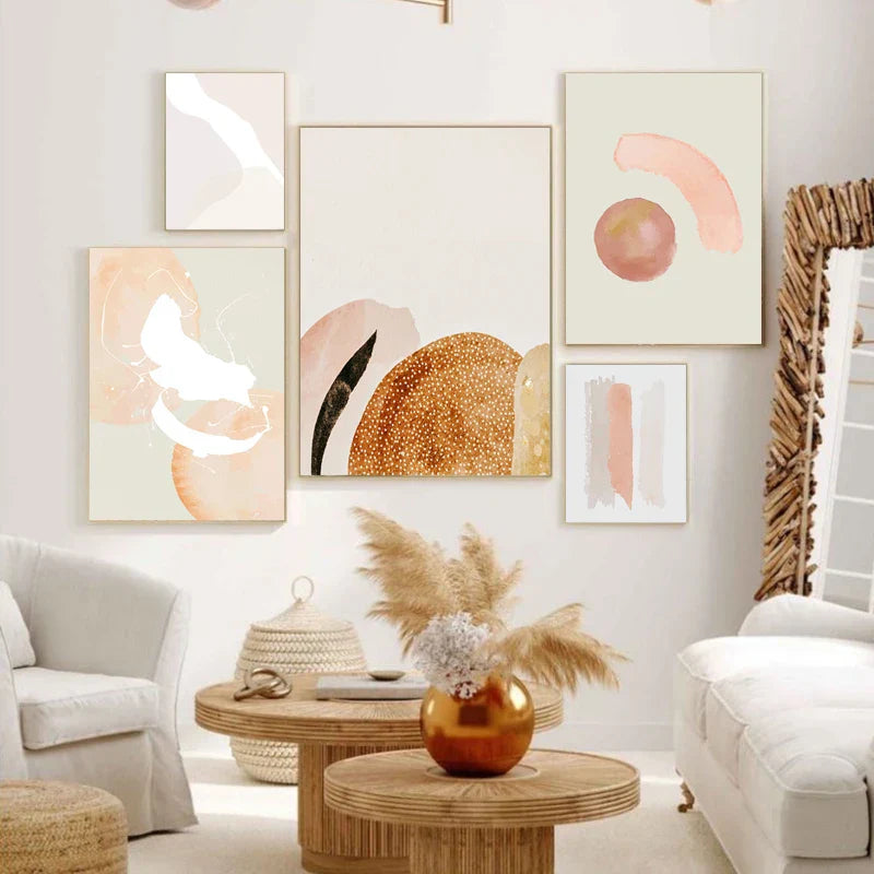 Minimalist Pastel Watercolor Wall Art Canvas Prints Modern Abstract Nordic Pictures for Living Room Bedroom Art Decor | Skanto