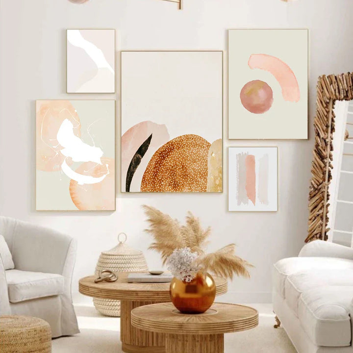Minimalist Pastel Watercolor Wall Art Canvas Prints Modern Abstract Nordic Pictures for Living Room Bedroom Art Decor | Skanto