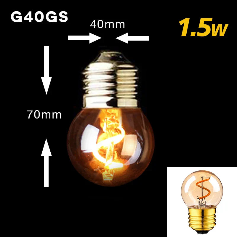 Skanto | Dimbar Vintage LED Lyspære (3W, E27 Undersøkelse) - Gull Spiral Filament for Kroner & Dekorativ Belysning
