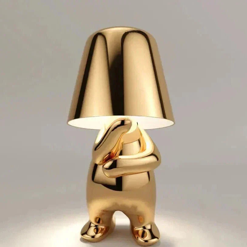 Skanto | Golden Man LED Tenke Bordlampe – Leken Nattbordlampe for Soverom & Dekor