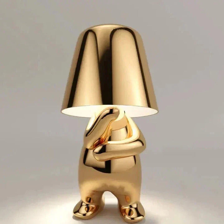 Skanto | Golden Man LED Tenke Bordlampe – Leken Nattbordlampe for Soverom & Dekor