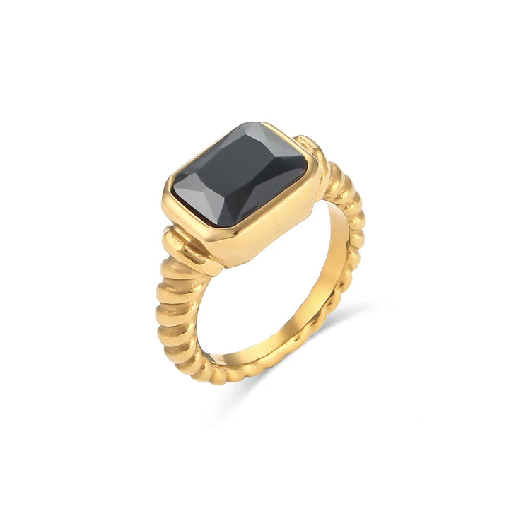 Skanto | Chunky Cross Striped Baguette Diamond Ring