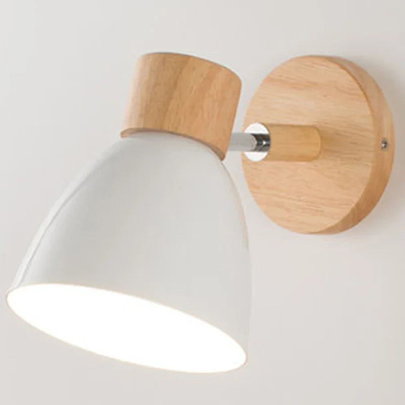 Skanto | LumoNord Makaron Vegglampe | Tre & Metall | 90° svingbar lampehode | Skandinavisk design | E27-sokkel (uten lyspære)