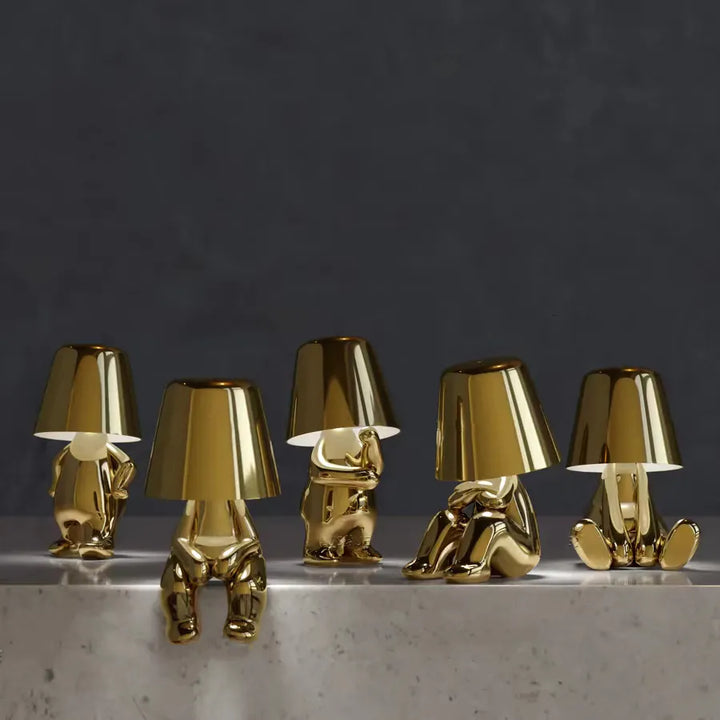 Skanto | Golden Man LED Tenke Bordlampe – Leken Nattbordlampe for Soverom & Dekor