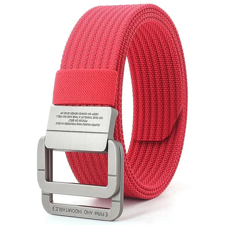 Skanto | Unisex lerretsbelte – Dobbel metallring spenne, justerbar