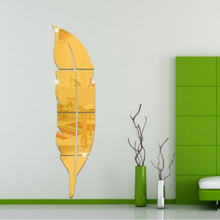 DIY Fjærstil Akryl Speil Veggklistermerker Hjem Rom Veggmural Dekorasjon Kunst Veggklistremerke, Størrelse: 30*120cm(Gull)