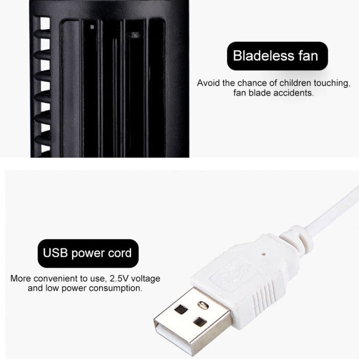 Tower Type USB Elektrisk Vifte Bladless Klimaanlegg Vifte (Svart) | Skanto