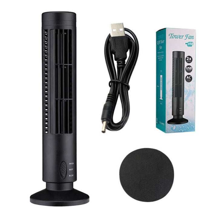 Tower Type USB Elektrisk Vifte Bladless Klimaanlegg Vifte (Svart) | Skanto