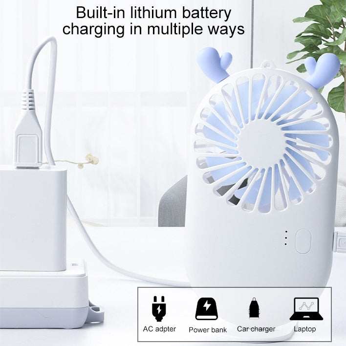 Bærbar Mini USB Lade Lommevifte med 3 Hastighetskontroll (Hvit) | Skanto