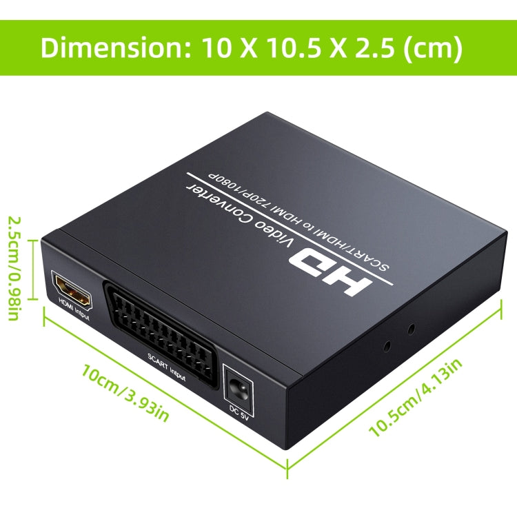 Skanto | NEWKENG NK-8S SCART + HDMI til HDMI 720P / 1080P HD Videoomformer Adapter Skalerboks