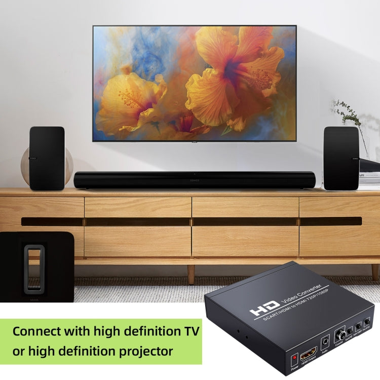Skanto | NEWKENG NK-8S SCART + HDMI til HDMI 720P / 1080P HD Videoomformer Adapter Skalerboks